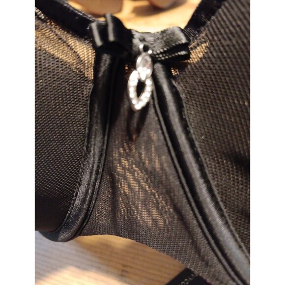 Curvy Couture 46C Sexy Sheer Mesh Plus Size Plunge T Shirt Bra Black 1310 NWT - Picture 5 of 7